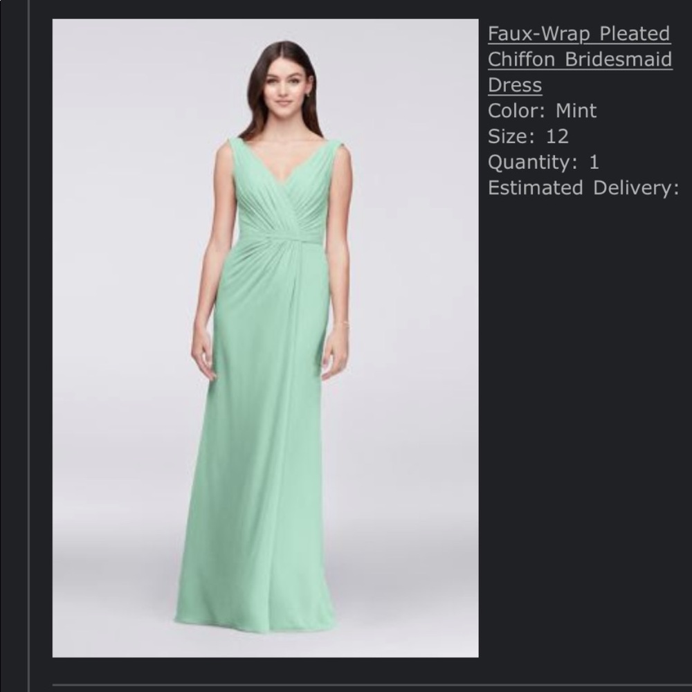 David’s Bridal Faux-Wrap Pleated Chiffon - Mint 12